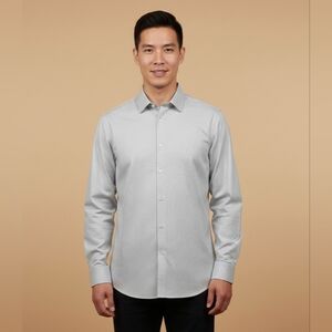 $98 Calvin Klein Mens Refined Cotton Regular-Fit Non-Iron Stretch Shirt